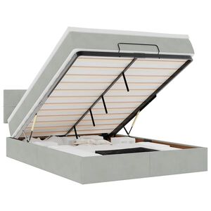 vidaXL Cadre de lit ottoman et matelas gris clair 140x190 velours