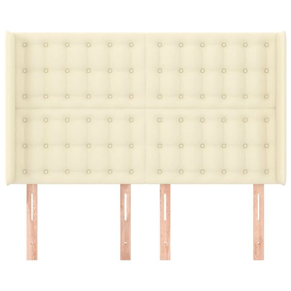 vidaXL T&ecirc;te de lit avec oreilles Cr&egrave;me 147x16x118/128 cm Similicuir
