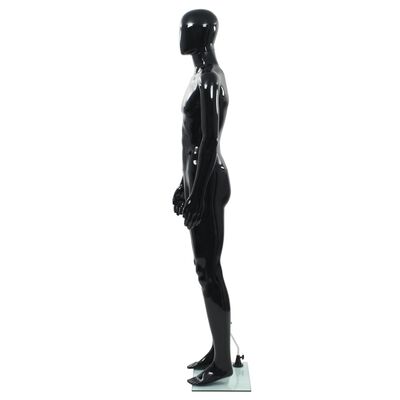 vidaXL Mannequin homme corps complet base verre Noir brillant 185 cm