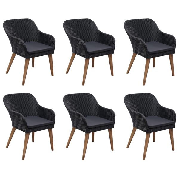 vidaXL Ensemble à manger de jardin 7 pcs Résine tressée Noir