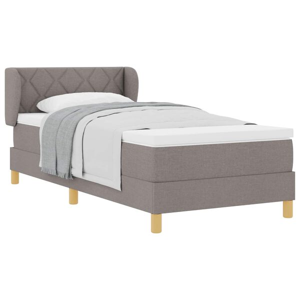 vidaXL Lit &agrave; ressorts avec matelas Taupe 90 x 190 cm tissu