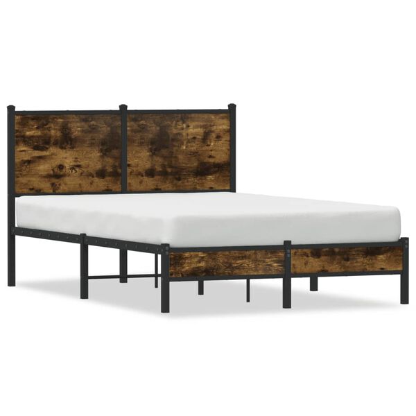 vidaXL Cadre de lit en m&eacute;tal sans matelas ch&ecirc;ne fum&eacute; 120x190 cm