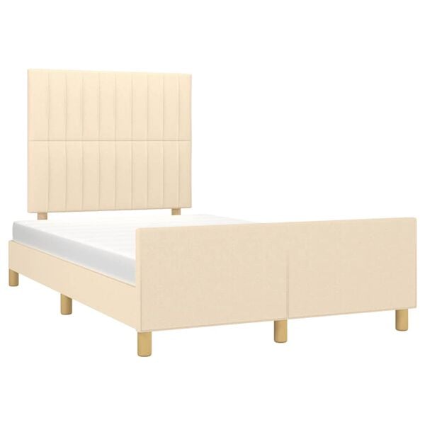 vidaXL Cadre de lit sans matelas cr&egrave;me 120x190 cm tissu