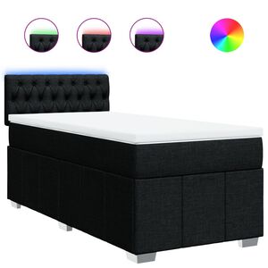 vidaXL Sommier &agrave; lattes de lit et matelas Noir 80x200 cm Tissu