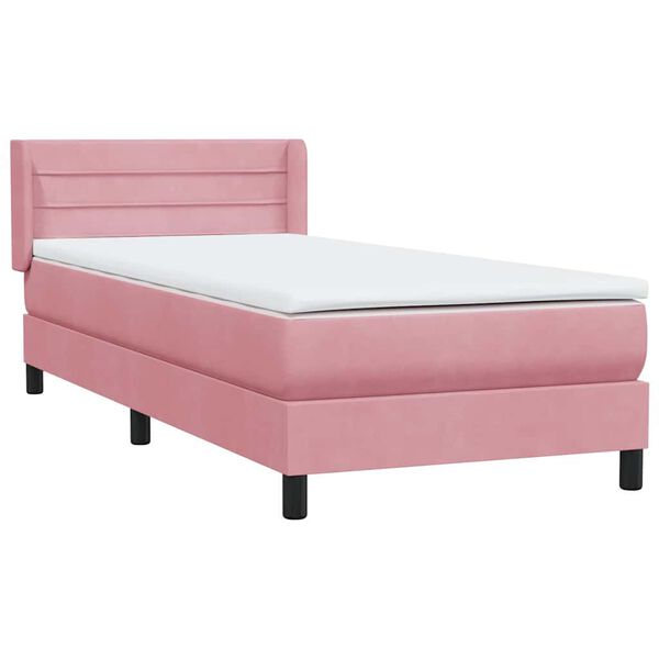 vidaXL Sommier &agrave; lattes de lit avec matelas rose 100x220 cm velours