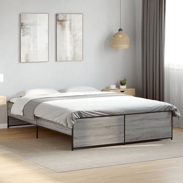 vidaXL Cadre de lit sans matelas sonoma gris 150x200 cm