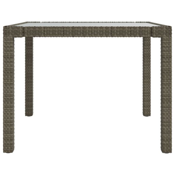vidaXL Table de jardin 90x90x75 cm Verre trempé et résine tressée Gris