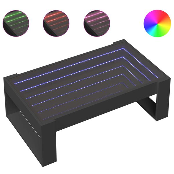 vidaXL Table basse avec LED infini noir 90x53x30 cm