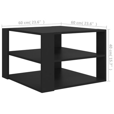 vidaXL Table basse Noir 60x60x40 cm Aggloméré