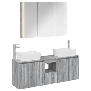 vidaXL Ensemble d'armoire de salle de bain 4 pc Sonoma gris