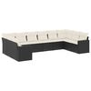 vidaXL Salon de jardin 10 pcs avec coussins noir r&eacute;sine tress&eacute;e