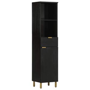 vidaXL Armoire de salle de bain noir 38x33x160 cm bois massif manguier