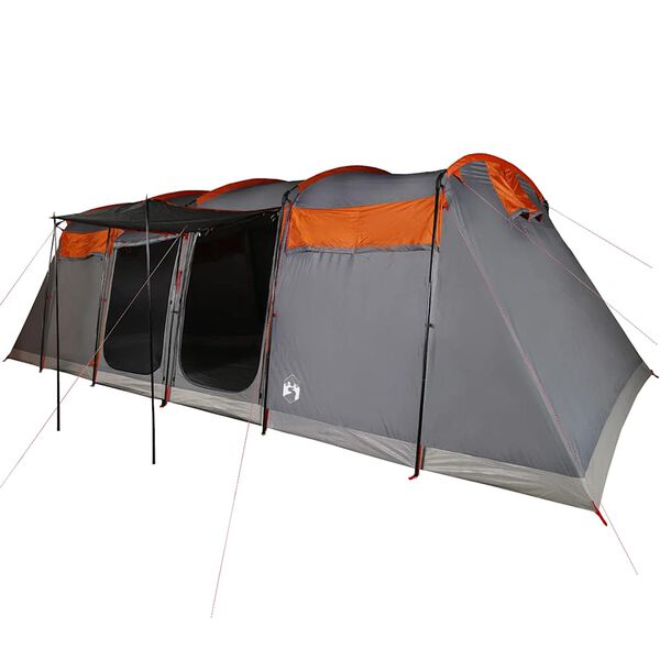 vidaXL Tente familiale tunnel 8 personnes gris et orange imperm&eacute;able