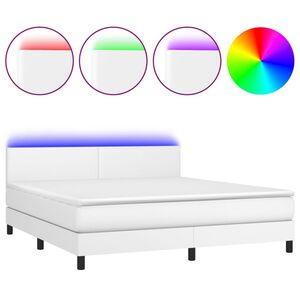 vidaXL Sommier &agrave; lattes de lit avec matelas et LED Blanc 160x200 cm