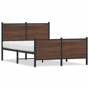 vidaXL Cadre de lit en m&eacute;tal sans matelas ch&ecirc;ne marron 120x190 cm