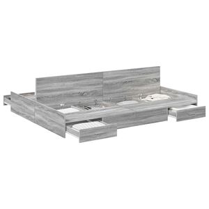 vidaXL Cadre de lit avec rangement avec porte Gris Sonoma 150 x 200 cm