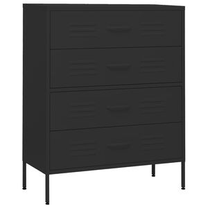 vidaXL Commode Noir 80x35x101,5 cm Acier