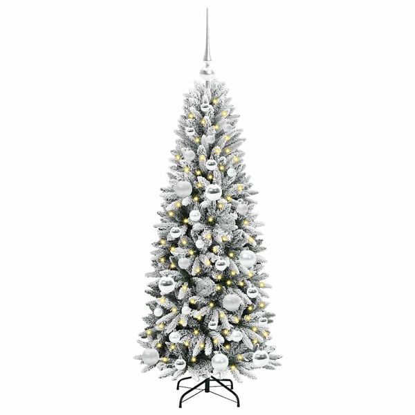 vidaXL Sapin de No&euml;l artificiel avec 150 LED avec support Blanc 120 cm