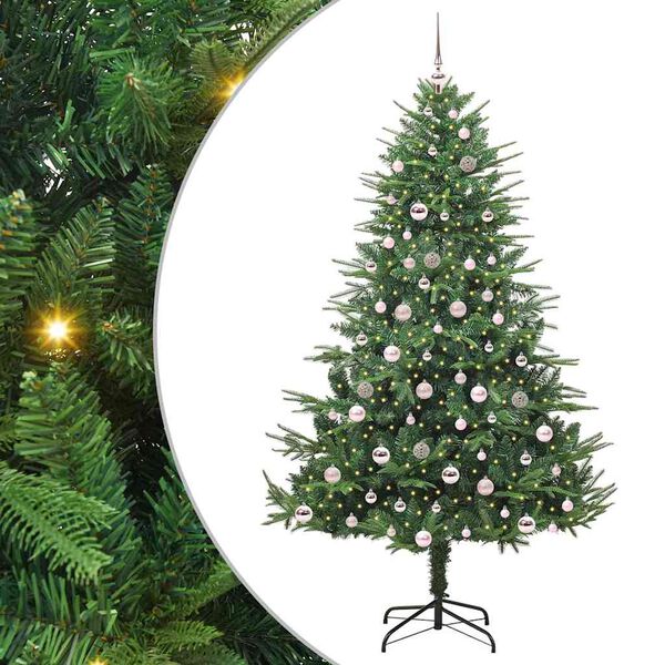vidaXL Sapin de Noël artificiel pré-éclairé avec set de boules Vert