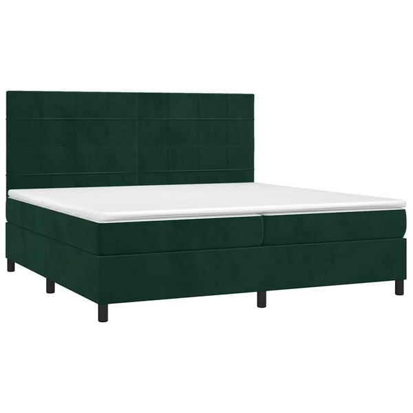 vidaXL Sommier &agrave; lattes de lit et matelas Vert fonc&eacute; 200x200cm Velours