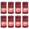 Bolsius Bougies pilier rustiques Shine 8 pcs 100x50 mm Rouge velours