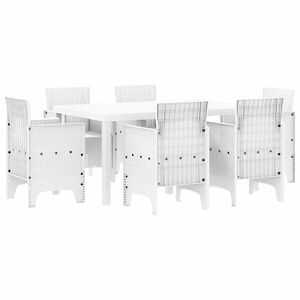 vidaXL Ensemble de salle &agrave; manger pour jardin 7 pc Blanc Rattan Polt
