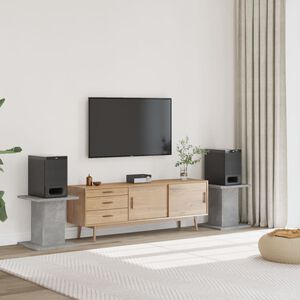 vidaXL Supports de haut-parleurs 2 pcs gris b&eacute;ton bois d'ing&eacute;nierie