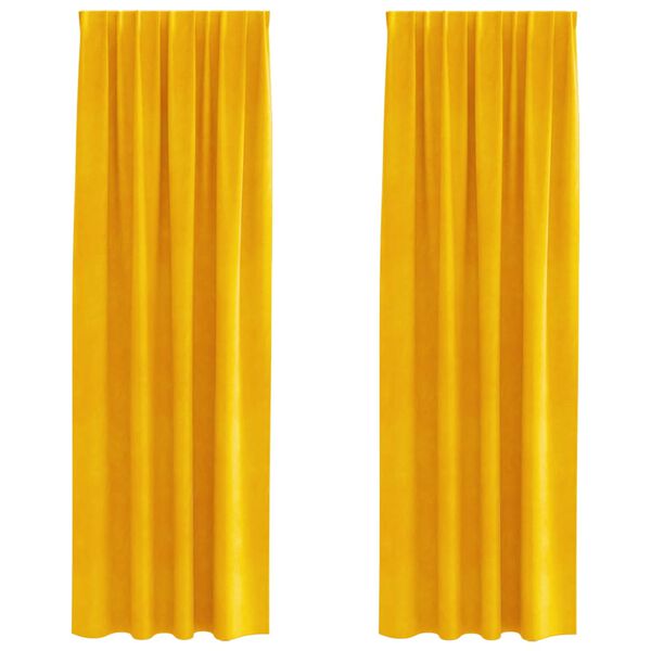 vidaXL Rideaux occultants 2 pcs Jaune moutarde 140 x 260 cm Velours