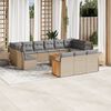 vidaXL Salon de jardin avec coussins 14 pcs beige r&eacute;sine tress&eacute;e