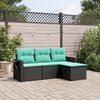 vidaXL Salon de jardin 4 pcs avec coussins noir r&eacute;sine tress&eacute;e
