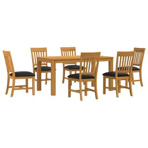 vidaXL Ensemble de salle &agrave; manger 7 pc Noir Bois de ch&ecirc;ne massif