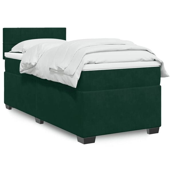 vidaXL Sommier &agrave; lattes de lit avec matelas Vert fonc&eacute; 90x200 cm