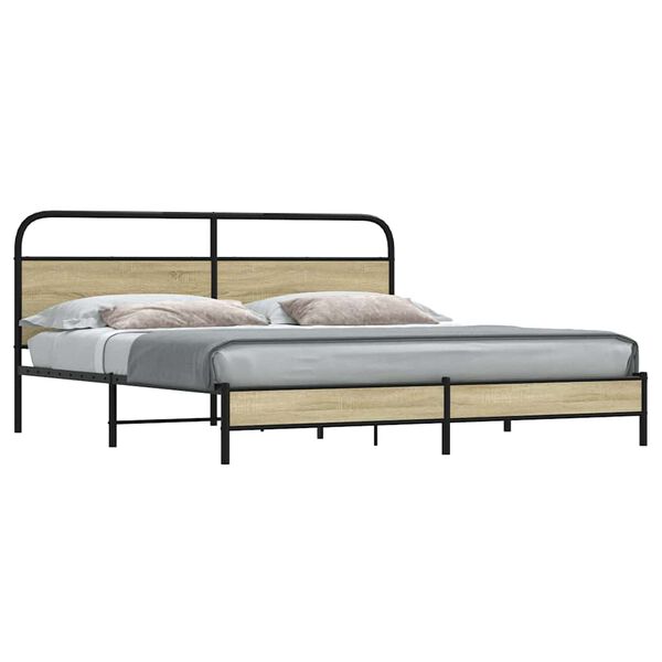 vidaXL Cadre de lit en métal sans matelas chêne sonoma 183x213 cm
