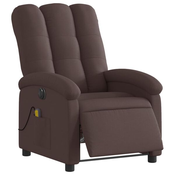 vidaXL Fauteuil de massage inclinable &eacute;lectrique Marron fonc&eacute; Tissu