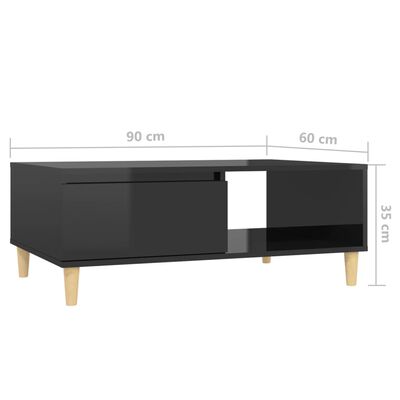 vidaXL Table basse noir brillant 90x60x35 cm bois d'ingénierie