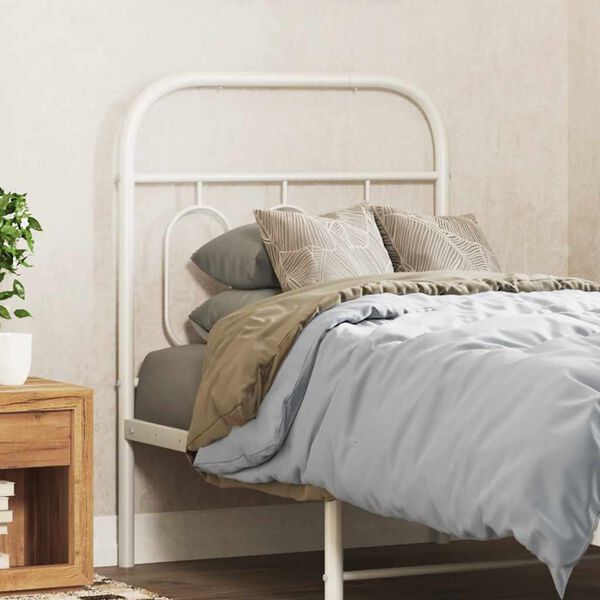 vidaXL T&ecirc;te de lit de remplacement m&eacute;tal blanc 75 cm