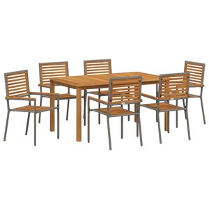vidaXL Ensemble de salle &agrave; manger pour jardin 7 pcs Gris