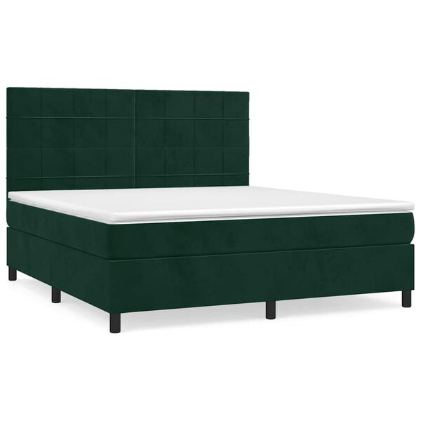vidaXL Sommier &agrave; lattes de lit et matelas Vert fonc&eacute; 180x200cm Velours