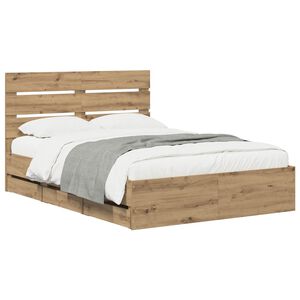 vidaXL Bed Frame with Storage and Headboard Artisan Oak 160 x 200 cm