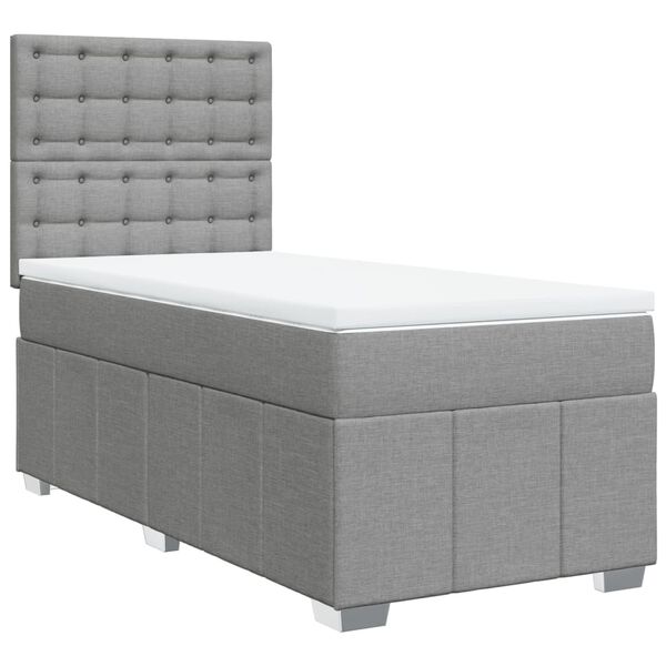 vidaXL Sommier &agrave; lattes de lit avec matelas Gris clair 100x200cm Tissu