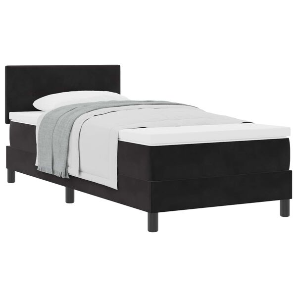 vidaXL Lit &agrave; ressorts avec matelas Noir 90 x 190 cm Velours