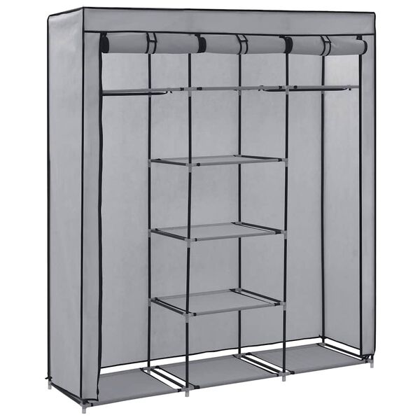 vidaXL Armoire avec compartiments et barres Gris 150x45x175 cm Tissu