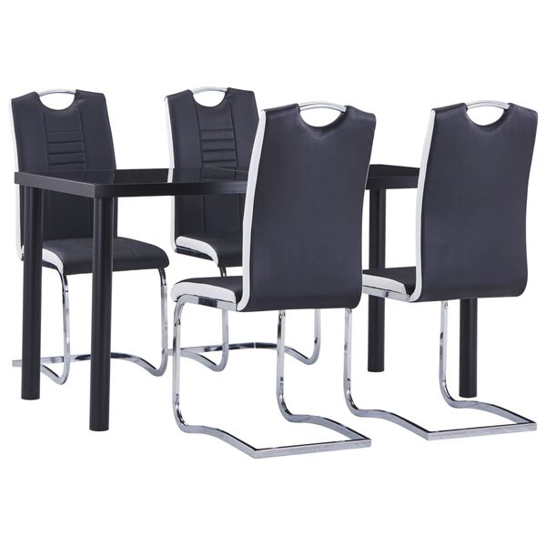 vidaXL Ensemble de salle &agrave; manger 5 pcs Similicuir Noir