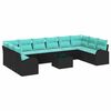 vidaXL Ensemble de canap&eacute; de jardin 11 pc Noir et turquoise polyrotin