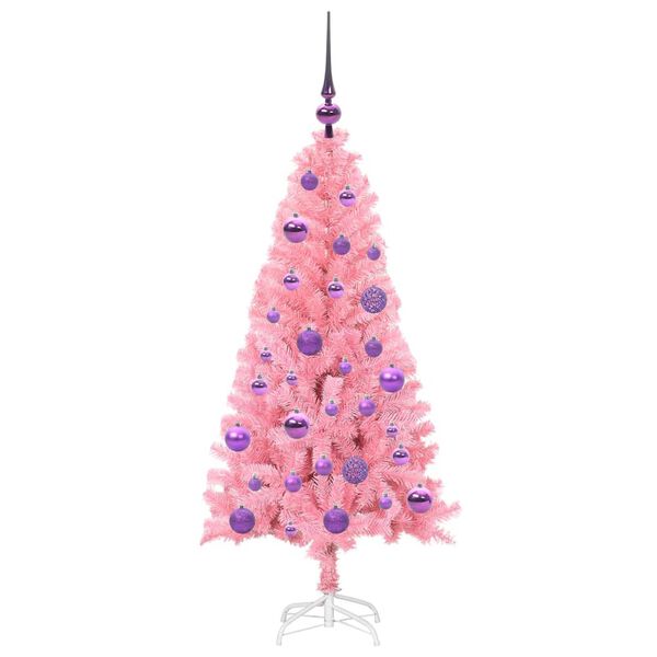 vidaXL Sapin de No&euml;l avec 150 LED avec support Rose 120 cm PVC