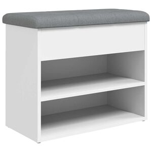 vidaXL Banc &agrave; chaussures Blanc 62x32x50 cm Bois d'ing&eacute;nierie