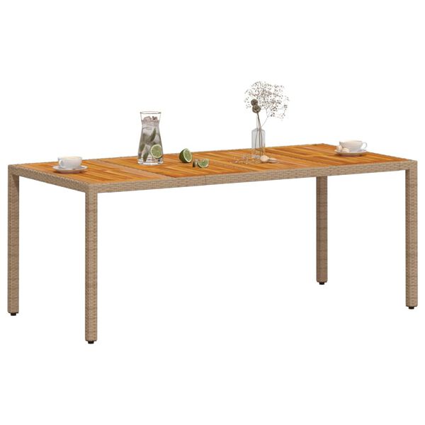 vidaXL Table de jardin beige 190x90x75 cm résine tressée bois d'acacia