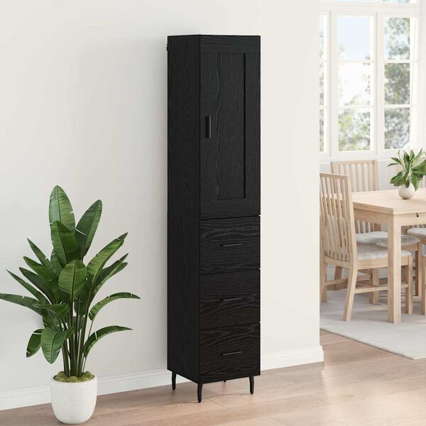 vidaXL Haut Armoire Ch&ecirc;ne noir 34,5 x 34 x 180 cm Bois d'ing&eacute;nierie