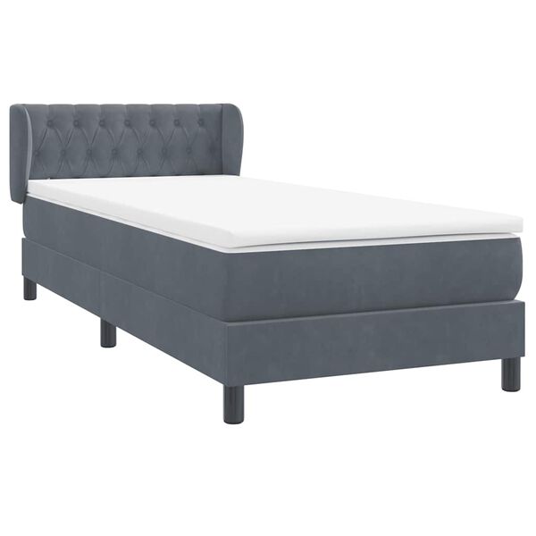 vidaXL Sommier &agrave; lattes de lit et matelas gris fonc&eacute; 80x220 cm velours