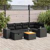 vidaXL Salon de jardin 7 pcs avec coussins noir r&eacute;sine tress&eacute;e